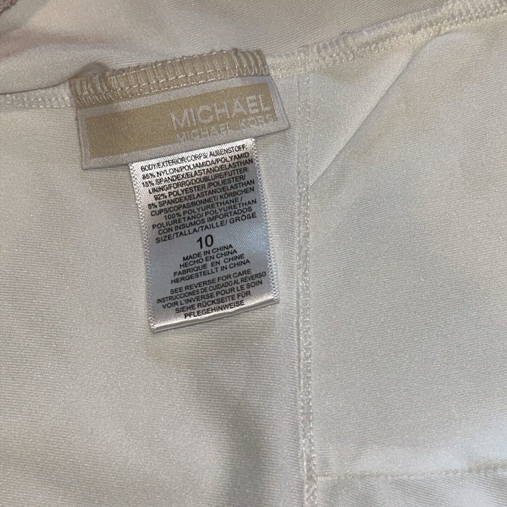 Michael Kors MK Pink/ White Tie-Dye Daydream Lace Up One Piece Swimsuit Size 10 - Picture 2 of 6